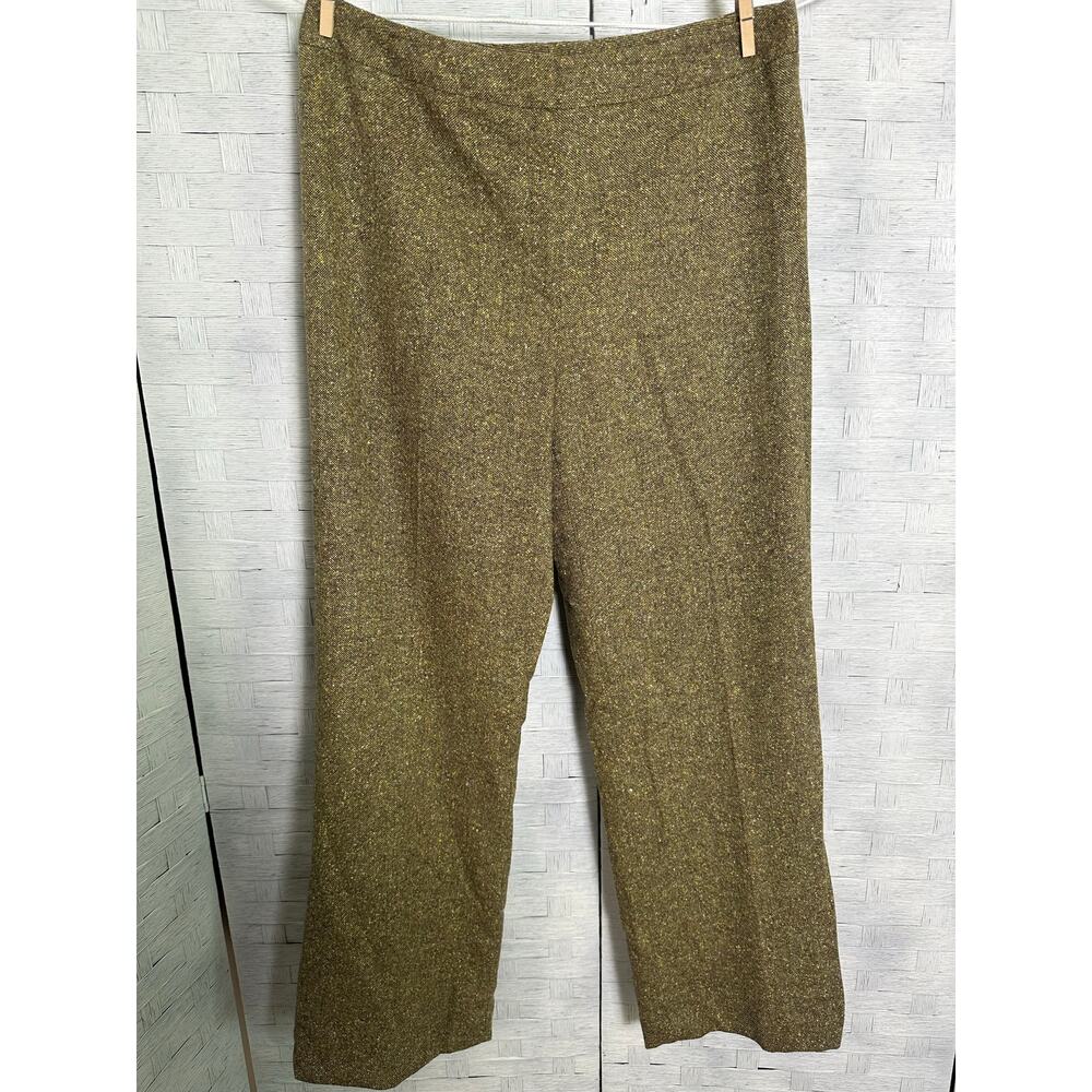 Lafayette‎ 148 women’s trousers wide leg woven wool green academia heritage￼